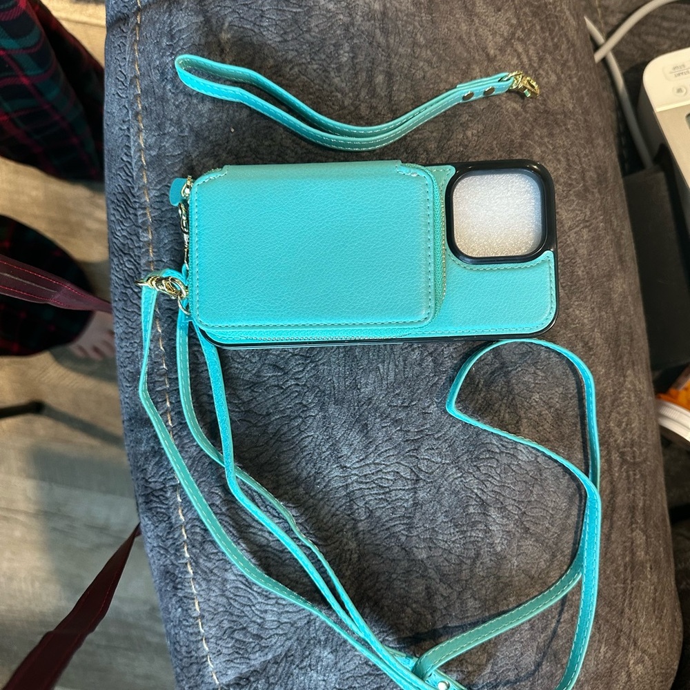 Teal Phone Case with Strap iPhone 14 Max Pro